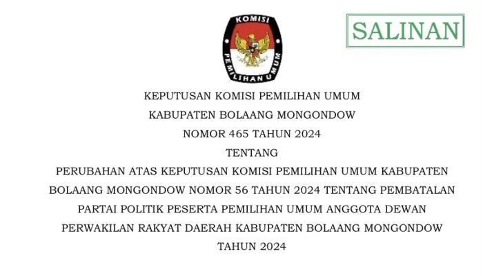 KPU Bolmong Batal Coret Partai Golkar Sebagai Peserta Pemilu