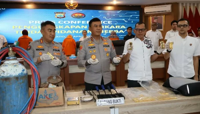 Polda Sulut Gagalkan Pengiriman 10 Kg Emas Diduga Hasil Peti