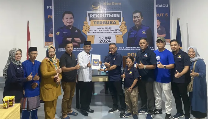 Bambang Ginoga Resmi Mendaftar Sebagai Balon Walikota Kotamobagu 2024 dari Partai Nasdem.