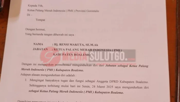 Beredar Surat Pengunduran Diri Ketua PMI Boalemo, Ada Apa?