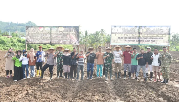 Dukung Ketahanan Pangan, Kapolres Boalemo Hadiri Penanaman Padi Gogo di Lahan Kodim 1316