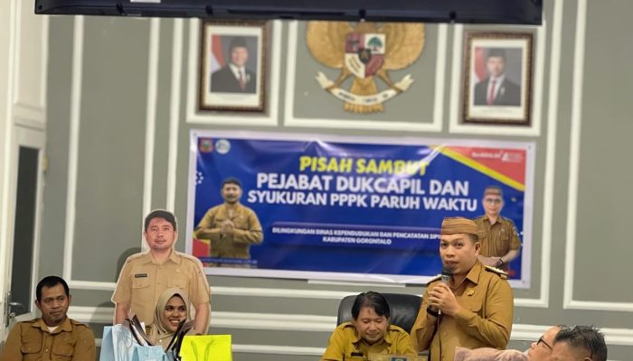 Pisah Sambut Pejabat Dukcapil Kabupaten Gorontalo Dirangkaikan Syukuran PPPK Paruh Waktu